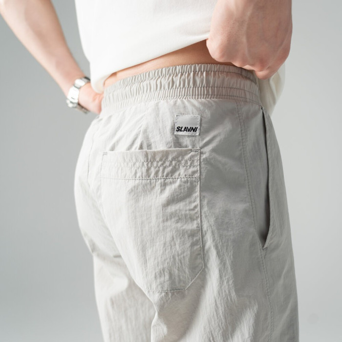 Мужские джогеры светло-серые плащевка спорт Pobedov Ground