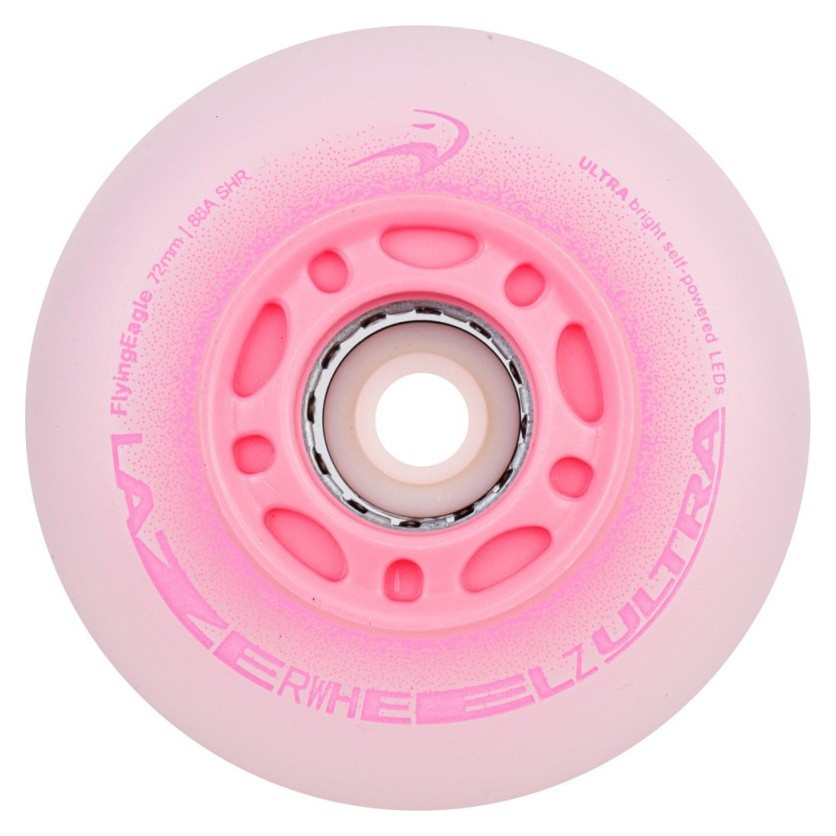 Светящиеся колеса для роликов Flying Eagle Lazerwheelz Ultra 88A 4 шт розовые 76 мм