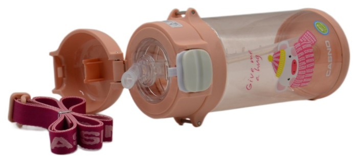 Бутылка для воды CASNO 690 мл KXN-1219 Розовая (Свинка) с соломинкой TRITAN