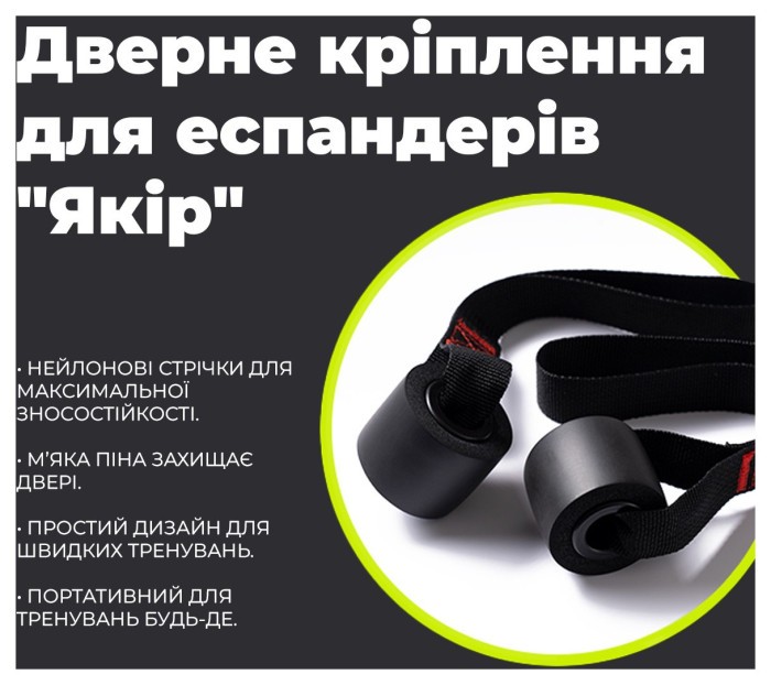 Дверне кріплення для еспандерів "Якір" PowerPlay PP_4411 Чорний