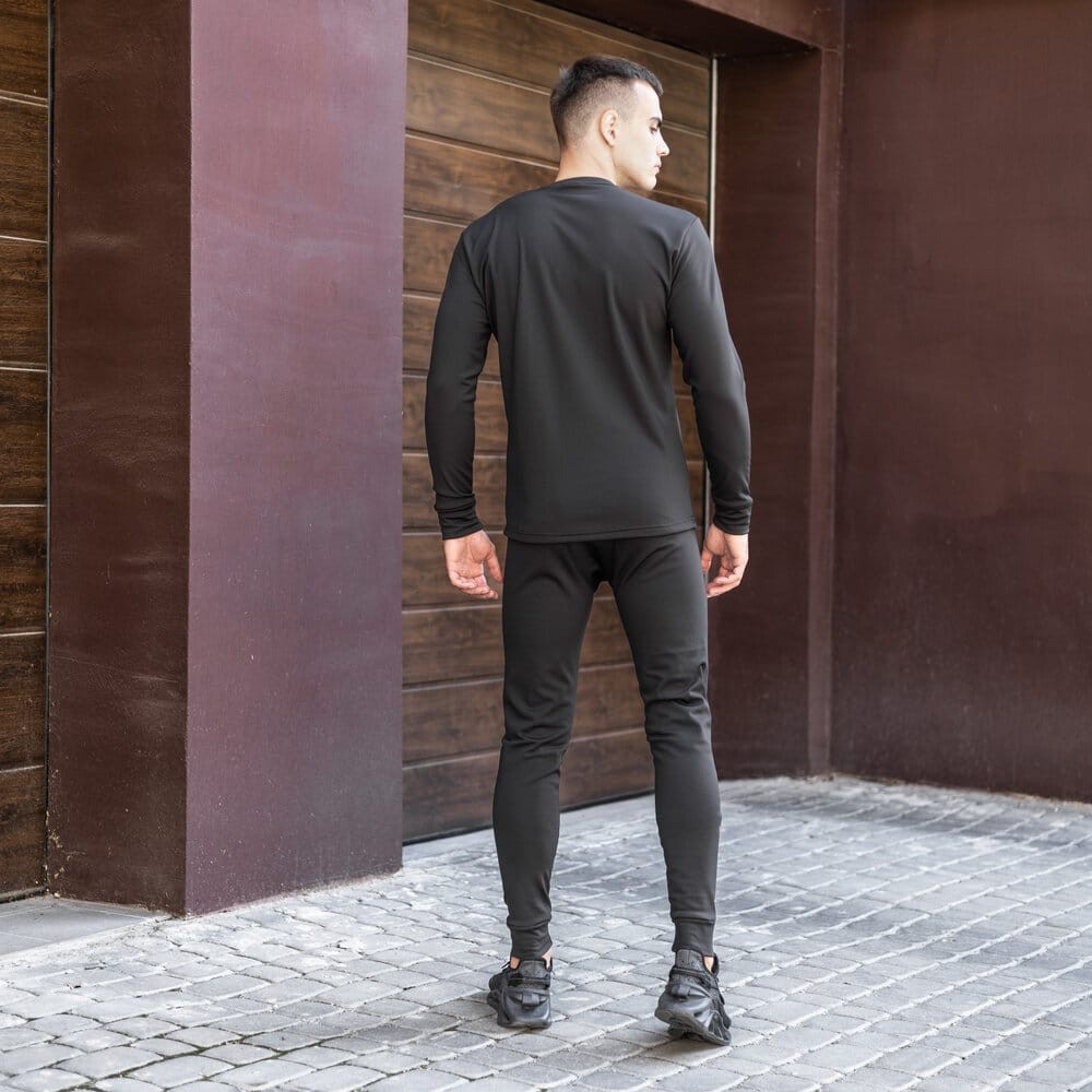 Чоловіча термобілизна зимова на флісі вологовивідна Pobedov Teplo чорне, укр, укр