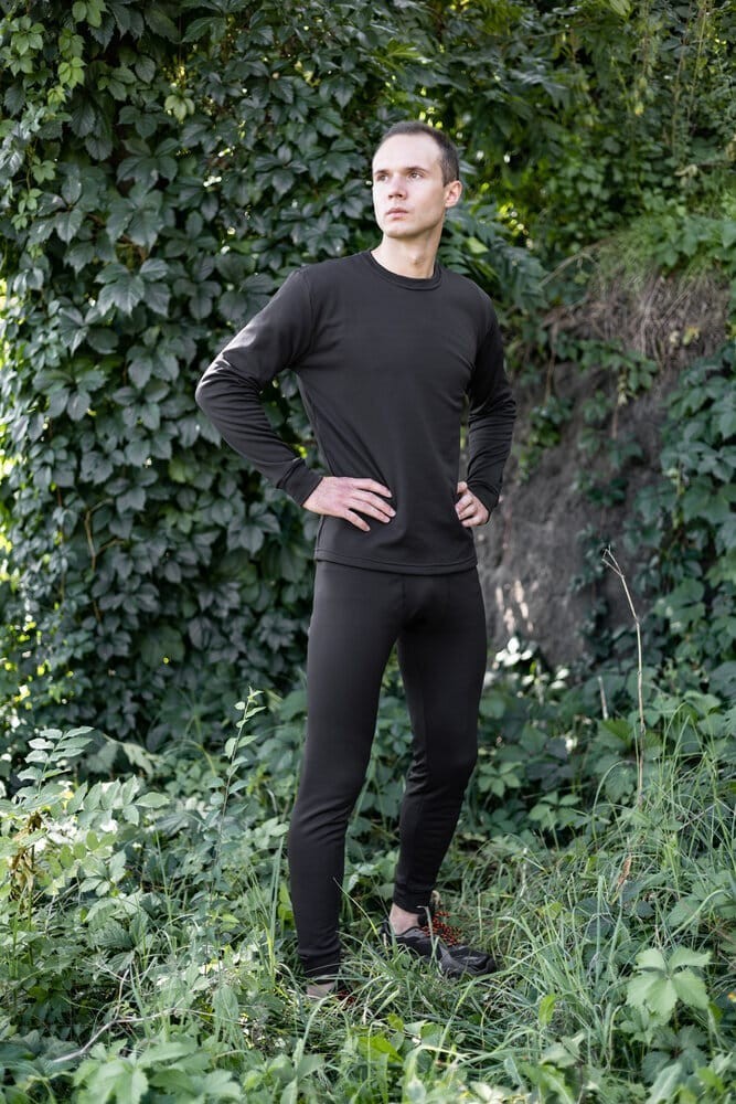 Чоловіча термобілизна зимова на флісі вологовивідна Pobedov Teplo чорне, укр, укр