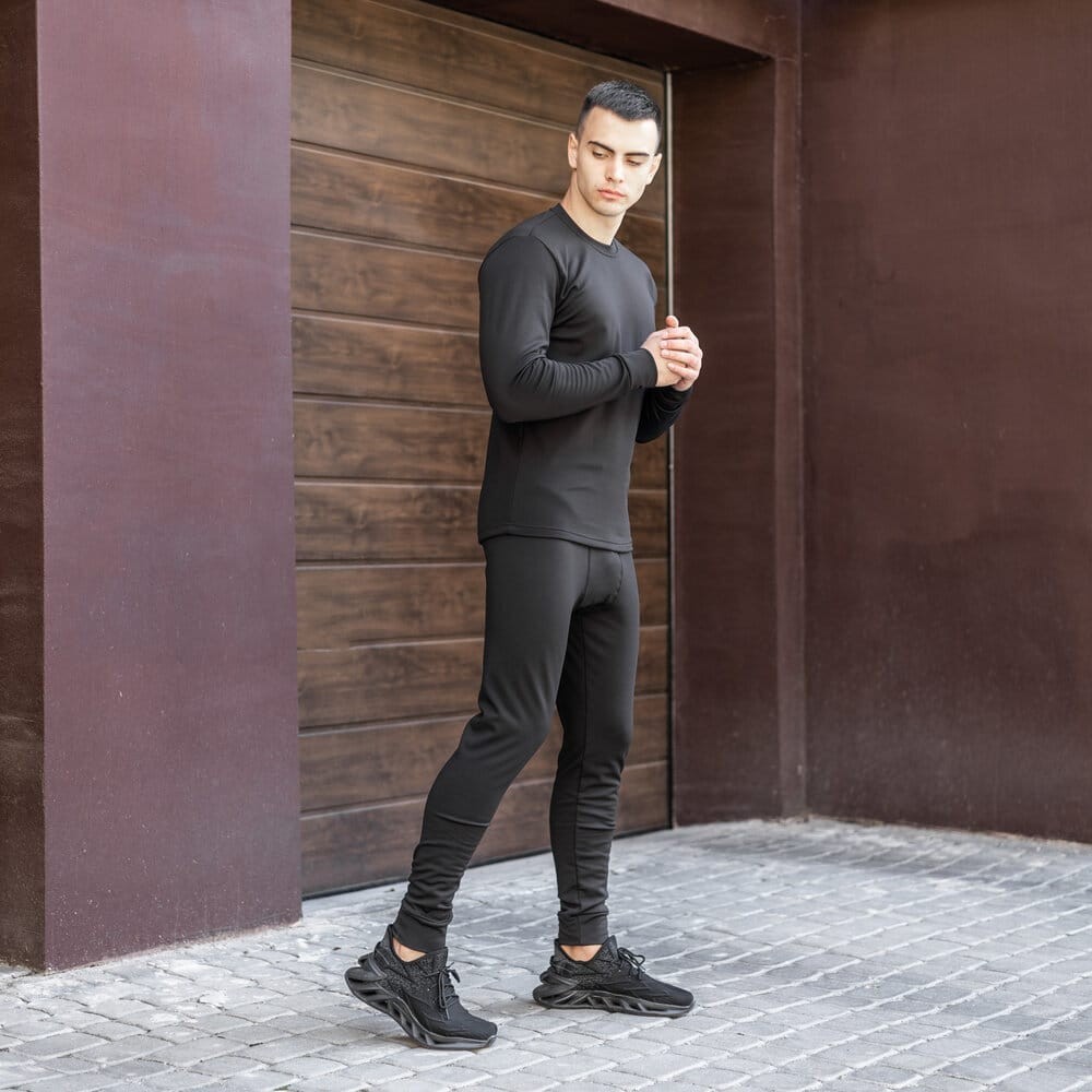 Чоловіча термобілизна зимова на флісі вологовивідна Pobedov Teplo чорне, укр, укр