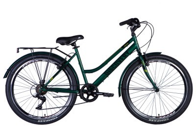 Велосипед ST 26" Discovery PRESTIGE WOMAN Vbr рама-" с багажником задн St с крылом St 2024 (зеленый)