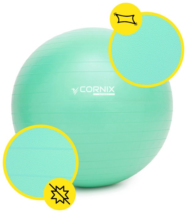 М'яч для фітнесу (фітбол) Cornix 85 см Anti-Burst XR-0369 Mint