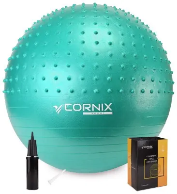 М'яч для фітнесу (фітбол) Cornix 55 см напівмасажний Anti-Burst XR-0464 Mint