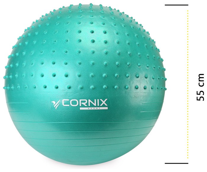 М'яч для фітнесу (фітбол) Cornix 55 см напівмасажний Anti-Burst XR-0464 Mint