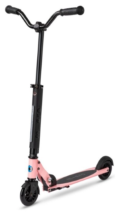 Самокат MICRO серии "Sprite Deluxe" - НЕОНОВЫЙ РОЗОВЫЙ (складной, до 100 kg, двухколесный, свет)
