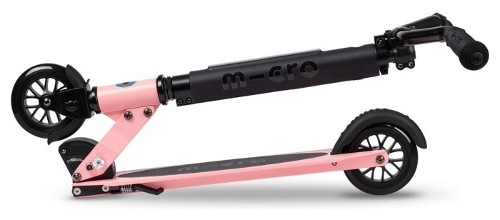 Самокат MICRO серии "Sprite Deluxe" - НЕОНОВЫЙ РОЗОВЫЙ (складной, до 100 kg, двухколесный, свет)