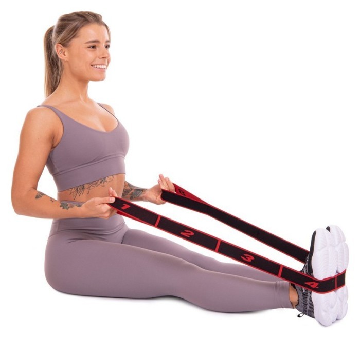 Эспандер лента EasyFit с петлями для тренировок красный (HARD)