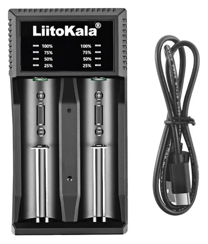 Зарядний пристрій Liitokala Lii-C2, Ni-Mh/Li-ion/Li-Fe, Micro USB, LED (FNR_Lii-C2)