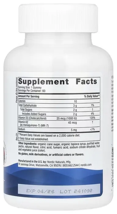 Vitamin D3 + K2 - 60 gummies