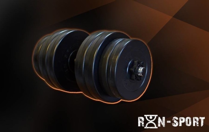 Гантель із знімними дисками RN-30 кг з покриттям ABS