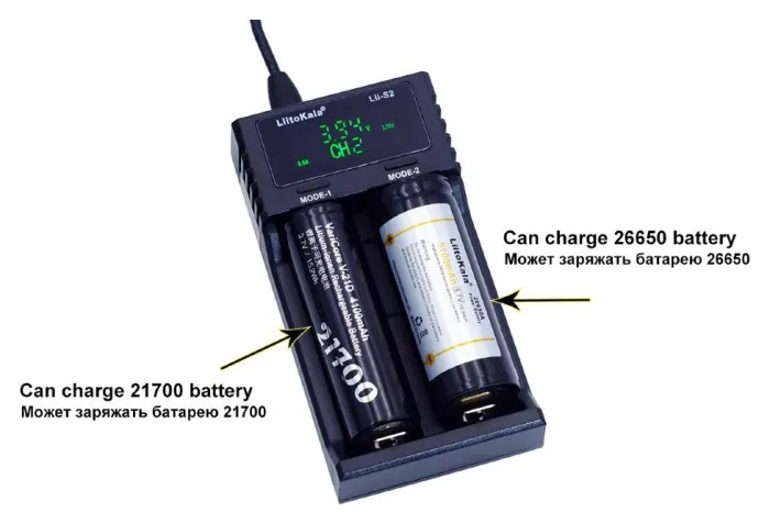 Зарядное устройство для Liitokala Lii-S2, 2 канала, Ni-Mh/Li-ion/LiFePo4, USB, LCD, Box
