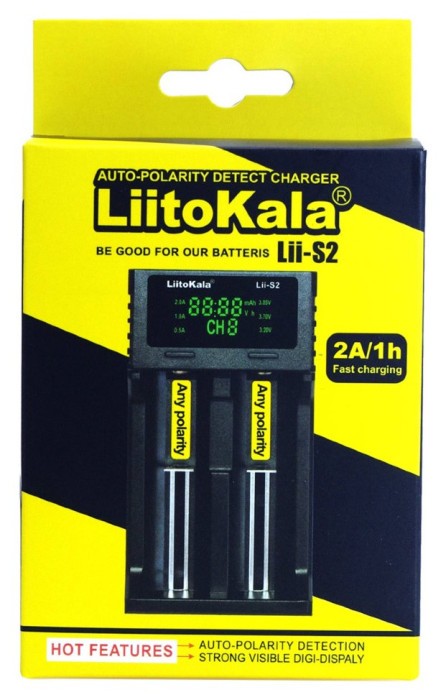 Зарядное устройство для Liitokala Lii-S2, 2 канала, Ni-Mh/Li-ion/LiFePo4, USB, LCD, Box