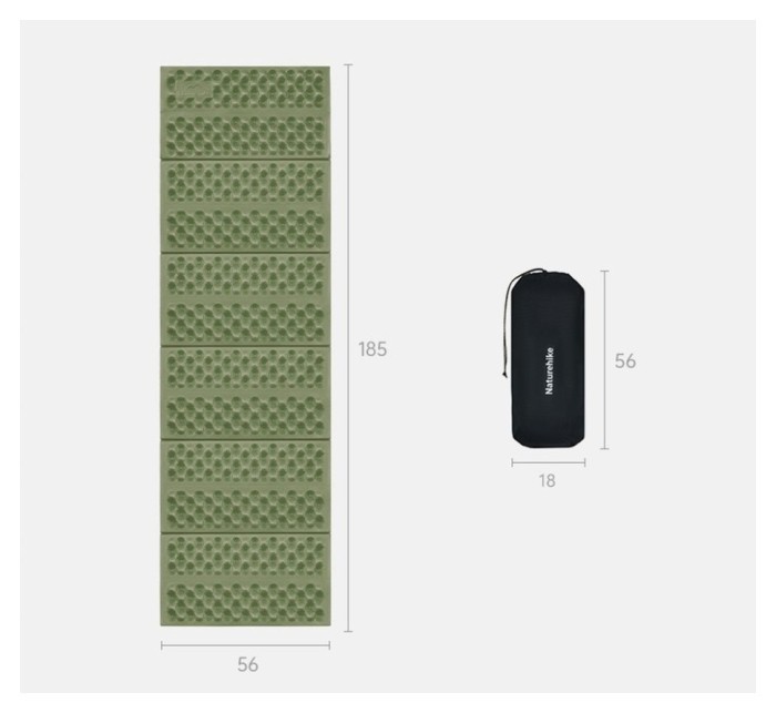 Килимок складний IXPE Naturehike CNK2550WS030, алюмінієва плівка, 18 мм, оливковий-зелений