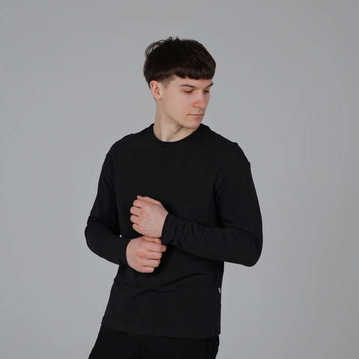 Лонгслив мужской Slavni прямого кроя черный, Лонгслив Slavni Mono универсальный черный