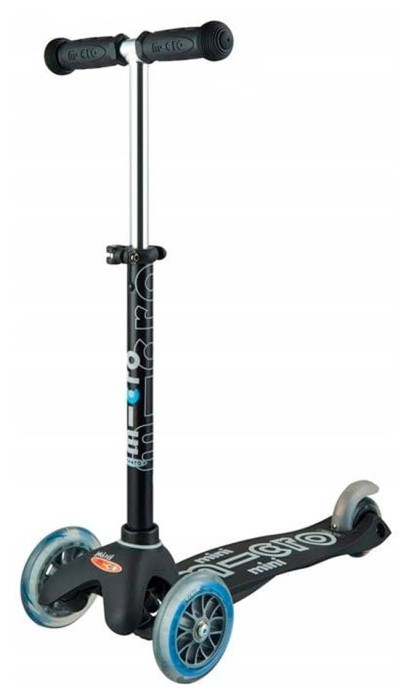 Самокат MICRO серии "Mini Deluxe" - ЧЕРНЫЙ (до 50 kg, 3-х колесный)