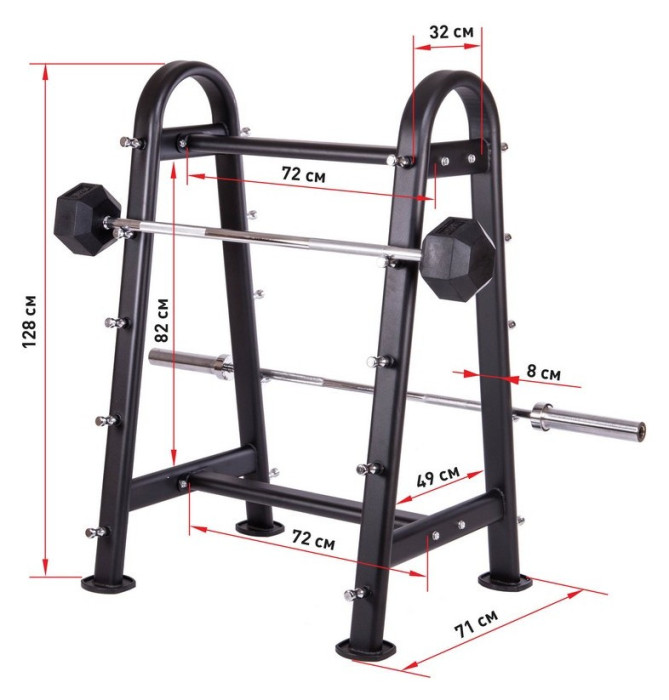Підставка (стійка) для штанг LI NUO TA-3621 (метал, р-р 128x80x71см)