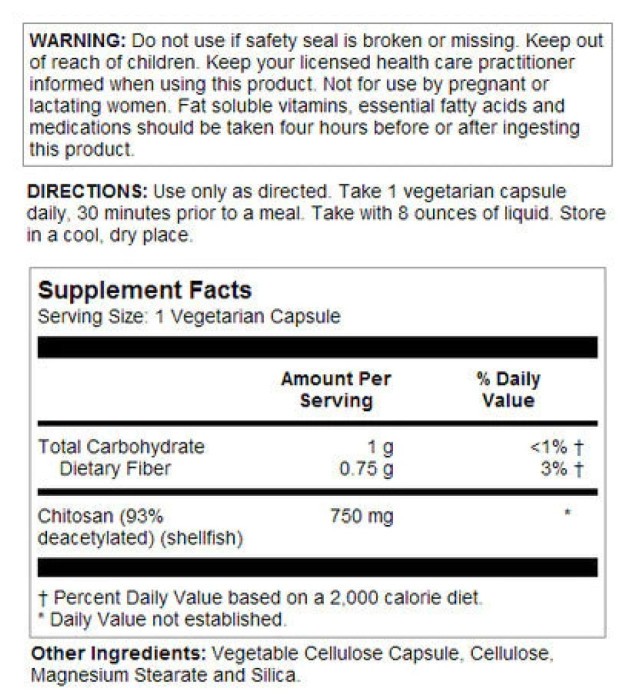 Chitosan 750mg - 120 vcaps
