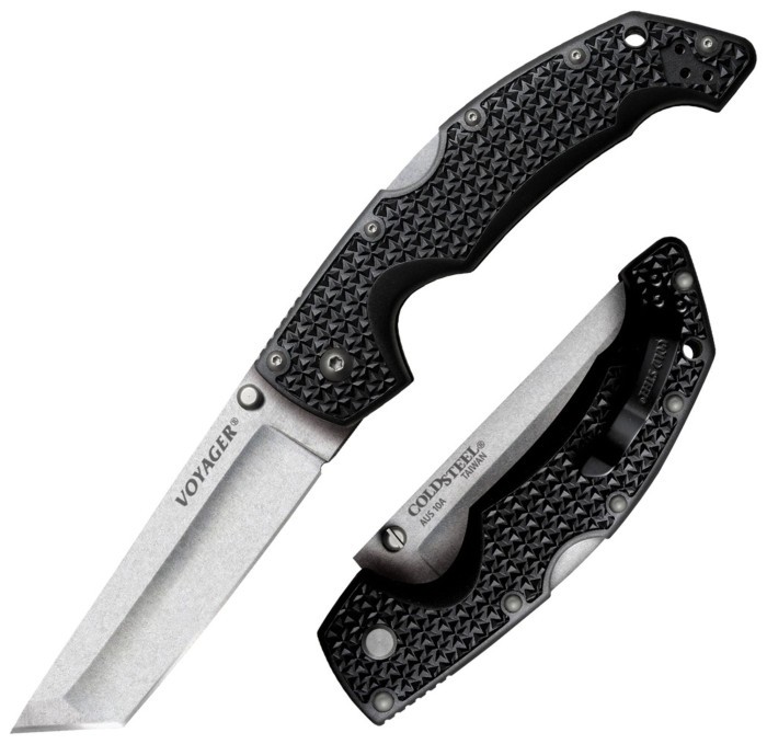 Ніж складаний Cold Steel Voyager Large, Tanto Point, Plain Edge, 10A, Black