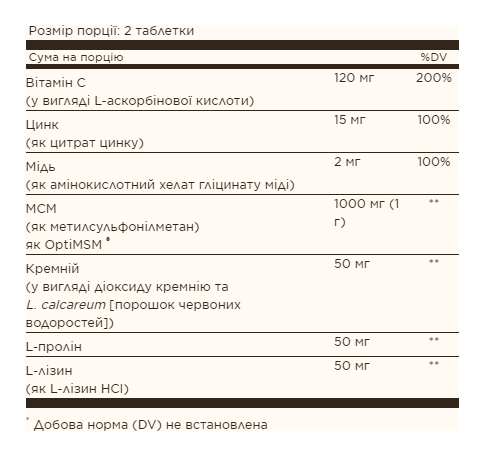 Skin Nails & Hair Advanced MSM - 120 tabs (Поврежденная этикетка)
