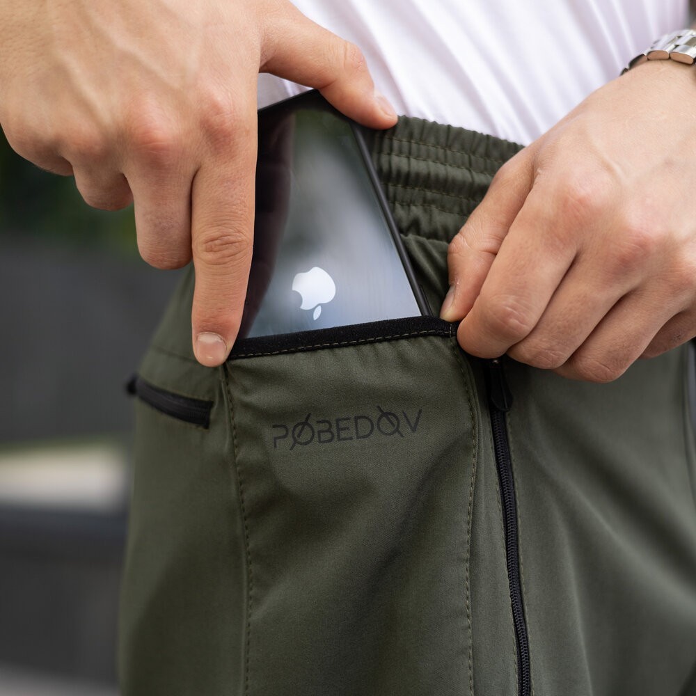 Чоловічі шорти прямого крою хакі Pobedov Vil'nyy