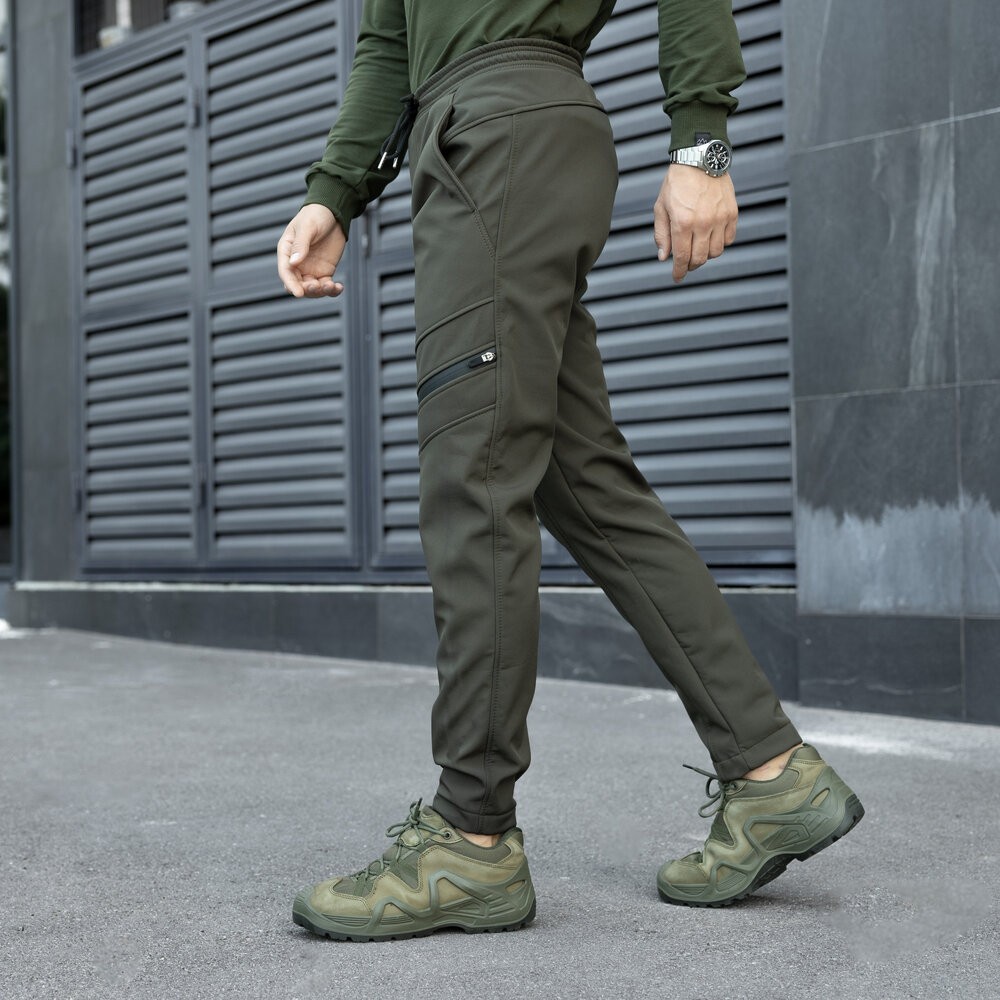 Штани карго чоловічі зимові з кишенями хакі Pobedov San Andreas