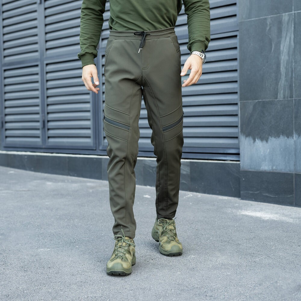 Штани карго чоловічі зимові з кишенями хакі Pobedov San Andreas, укр, укр