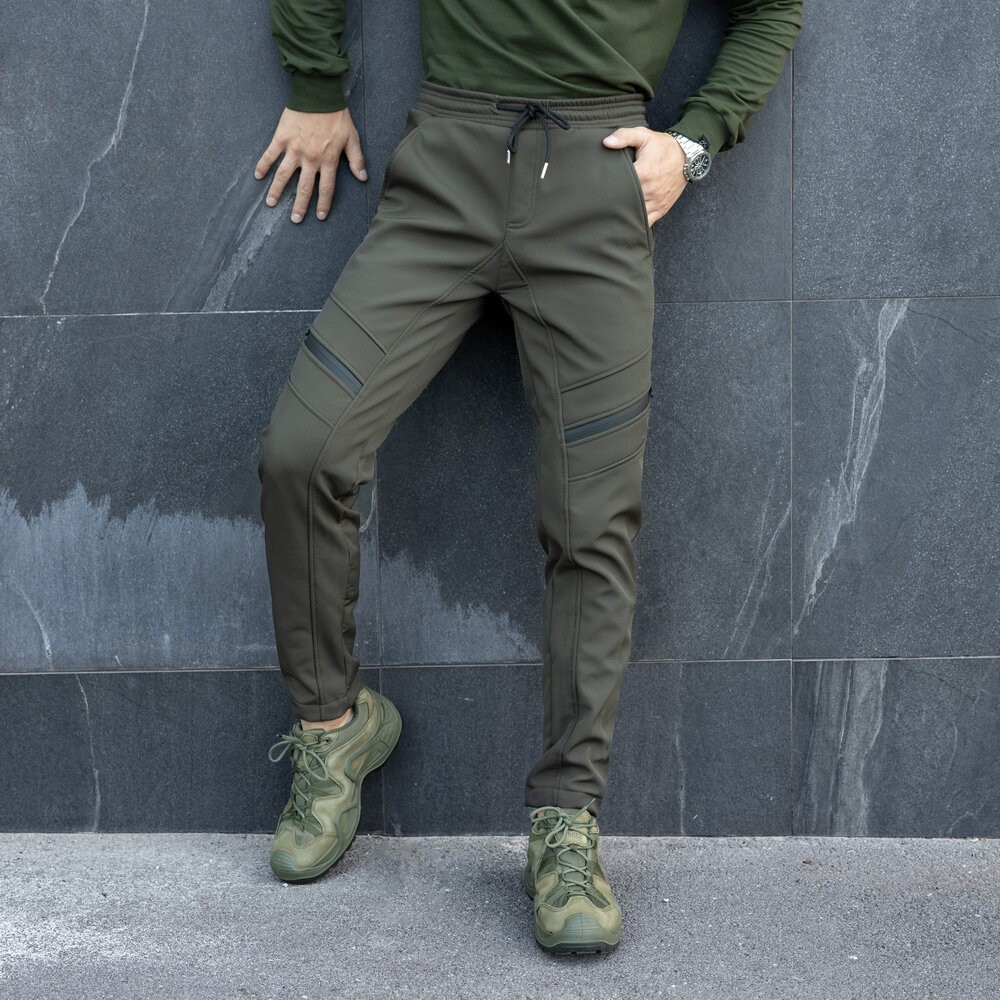 Штани карго чоловічі зимові з кишенями хакі Pobedov San Andreas, укр, укр