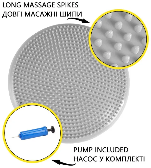 Балансувальна подушка-диск Cornix 33 см (сенсомоторна) масажна XR-0053 Grey