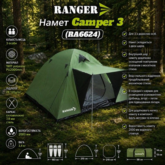 Палатка Ranger Сamper 3 (Арт. RA 6624)