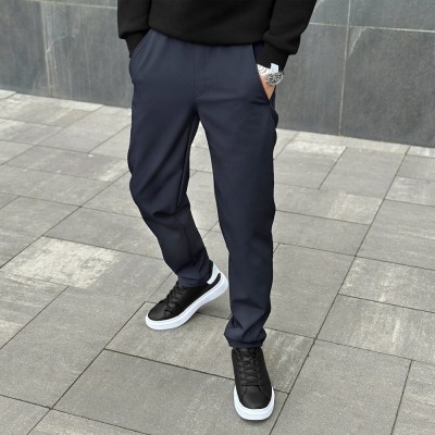 Брюки из софтшела для мужчин весенние осенние синие Pobedov Point