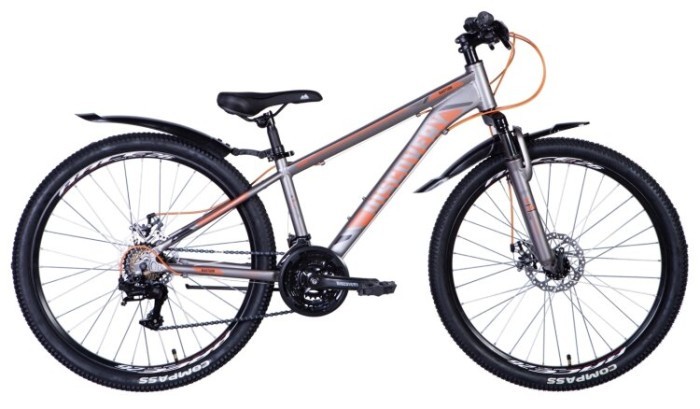 Велосипед 26" Discovery BASTION AM DD 2024 (серебристо-оранжевый (м))