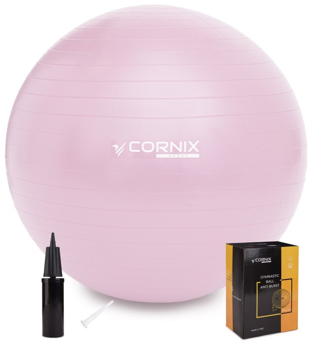 М'яч для фітнесу (фітбол) Cornix 85 см Anti-Burst XR-0370 Light Pink