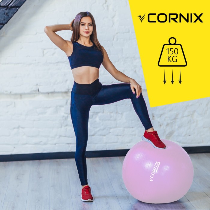 М'яч для фітнесу (фітбол) Cornix 85 см Anti-Burst XR-0370 Light Pink
