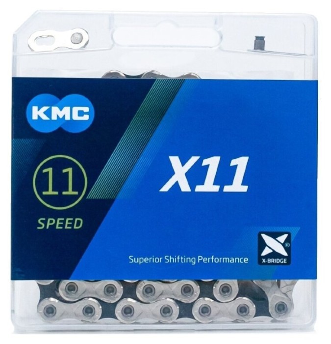 Ланцюг 11 ск. 118зв. silver/black KMC X11 із замком NEW BOX, укр, укр