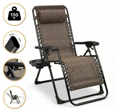 Раскладное кресло шезлонг LEOBRO Zero Gravity Premium Plaid (LB-ZGC-G2-PLD)