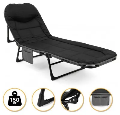 Розкладне ліжко (розкладачка) з вбудованим матрацом LEOBRO Black (LB-FB-M1-BLK)