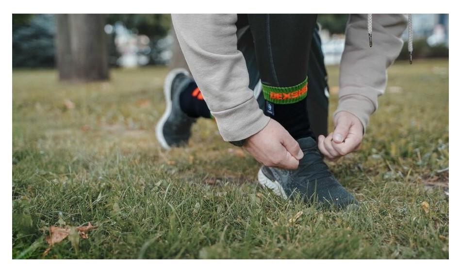 Носки водонепроницаемые Dexshell Running, p-p S, с оранжевыми полосами.