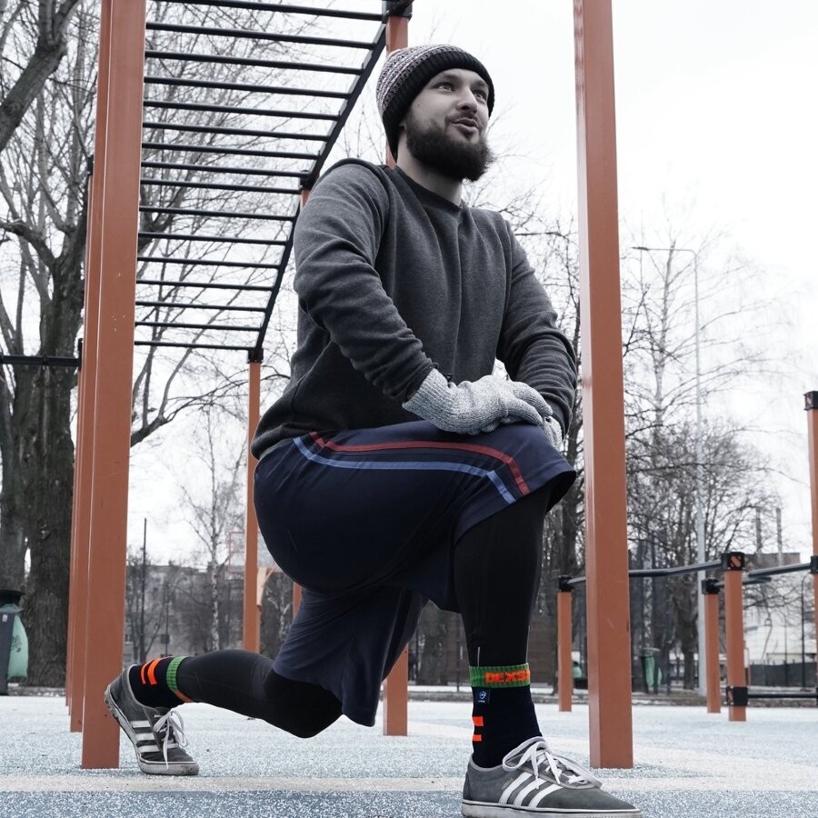 Носки водонепроницаемые Dexshell Running, p-p S, с оранжевыми полосами.