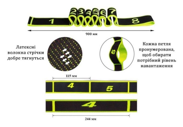 Эспандер лента EasyFit с желтыми петлями для тренировок (EASY)