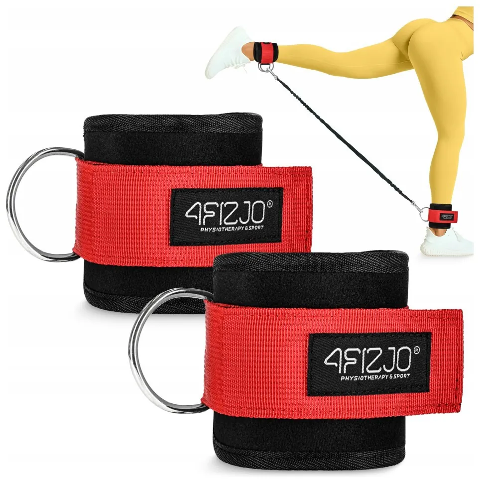 Манжети для тяги 4FIZJO Ankle Strap 2 шт Black/Red (P-5907739314819) (LFP-5907739314819)