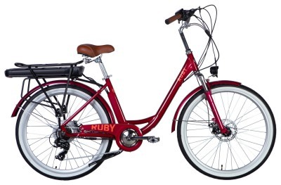 Велосипед з електроприводом 26" AL Dorozhnik eRUBY DD FR рама-17" 48B 12.5А*г 500Вт бордовий YS 7496 2025