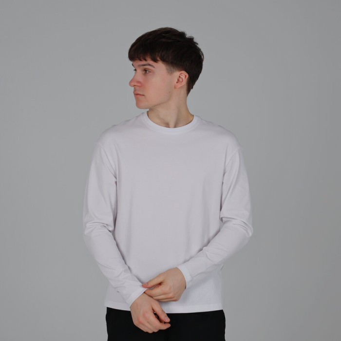 Лонгслив мужской Slavni прямого кроя белый, Лонгслив Slavni Mono универсальный белый