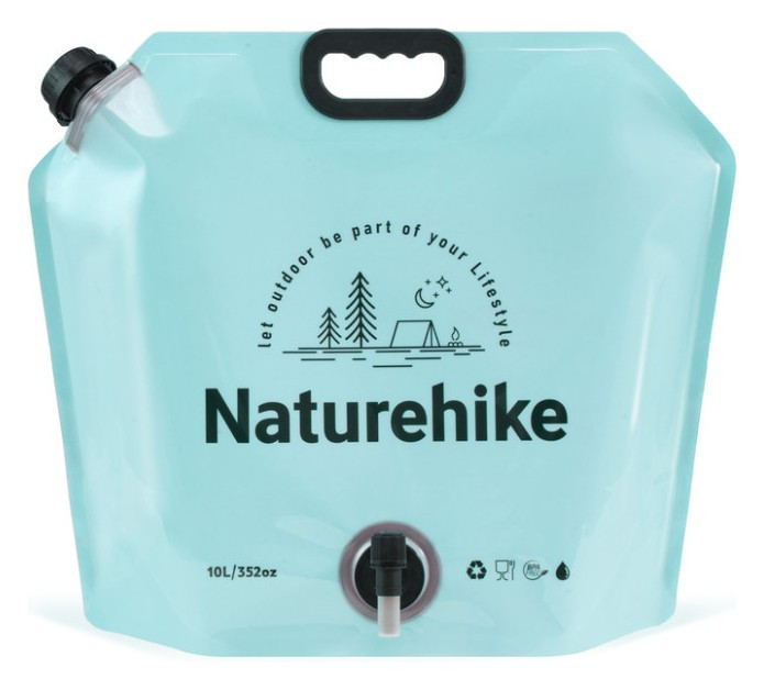 Складаний контейнер для води з поліетилену Naturehike CNK2450CF027, 10 л, блакитний, укр, укр
