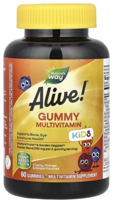 Alive! Ребенок Gummy Multivitamin, Gluten Free, Made with Pectin - 60 gummies