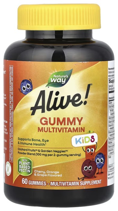 Alive! Ребенок Gummy Multivitamin, Gluten Free, Made with Pectin - 60 gummies