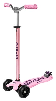 Самокат MICRO серии "Maxi PRO Deluxe" - РОЗОВЫЙ (до 50 кг, 3-х колесный)