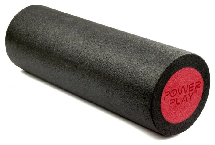 Массажний ролик (ролер) гладкий PowerPlay 4021 Fitness Roller Чорно-червоний (30x15см.)
